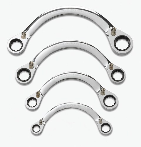 GEARWRENCH 4 Pc 12 Pt Reversible Half Moon Double Box Ratcheting Wrench Set SAE  9840D