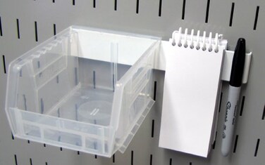 Wall Control Pegboard 8in Accessory Hanger Tool Holder Bracket Pegboard Accessory for Wall Control Pegboard and Slotted Tool Board  White