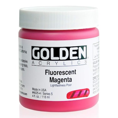 Heavy Body Acrylics by GOLDEN Fluorescent Magenta 4 fl oz Jar Professional Acrylic Paint Transparent