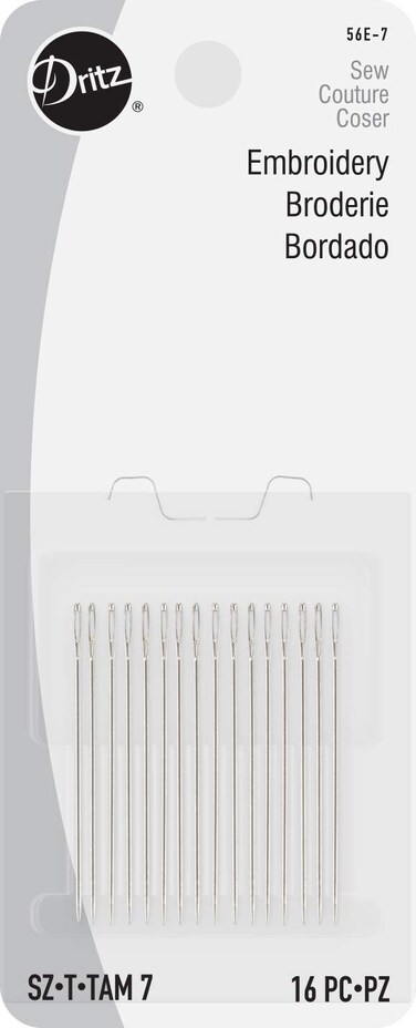 Dritz 56E7 Embroidery Hand Needles Size 7 16Count