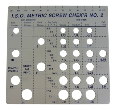 Screw Chekr Metric Screw Thread Size Gauge No 2 8MM to 14MM 18 Inch Heavy Gauge Steel Screw Checker Made In USA chrome 02130