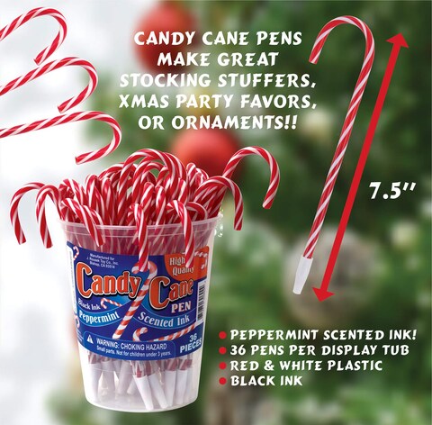 Candy Cane Pen with Peppermint Scented Ink  Tub of 36 Pens