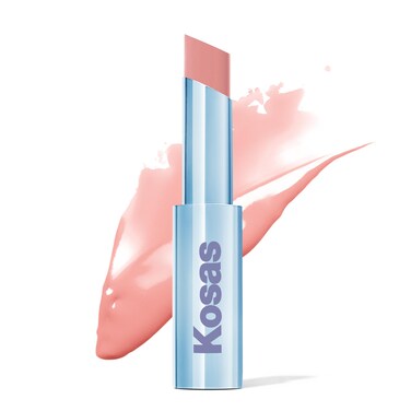Kosas Wet Stick Moisturizing Shiny Sheer Lipstick with Ceramides Hyaluronic acid Peptides and Mango Butter  Soothes Softens and Moisturizes Lips  Baby Rose