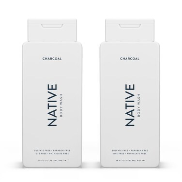Native Body Wash Contains Naturally Derived Ingredients  For Women  Men Sulfate Dye  Paraben Free Leaving Skin Soft and Hydrated  Charcoal 18 oz  2 Pk