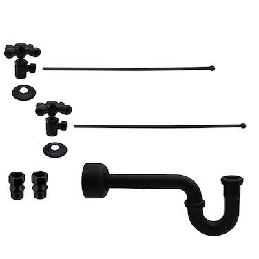 Westbrass Traditional Pedestal Lavatory Kit with Cross Handles Matte Black D1838L62