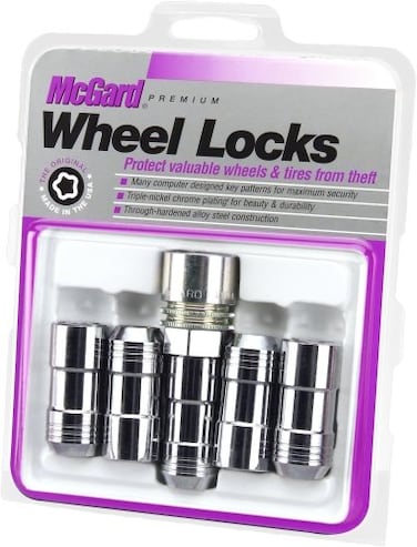 McGard 24510 Cone Seat Wheel Locks M14 x 15 Thread Size Chrome 5 Locks  1 Key