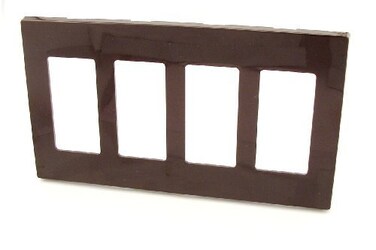 Leviton 80312 4Gang Decora Plus Wallplate Screwless SnapOn Mount Brown
