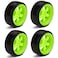 BQLZR 65 mm OD Black Plastic Smooth Tires with Green Wheel Rims for RC 1 10 On Road Racing  Drift Car Pack of 4