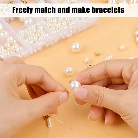 1000Pcs Pearl Beads for Bracelets Making Pearl Beads for Jewelry Making for Adults Silver Bracelet Beads DIY Kit Silver Spacer Beads for Bracelets Women Friendship Bracelet Making Kit Silvery