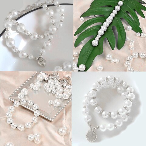 1000Pcs Pearl Beads for Bracelets Making Pearl Beads for Jewelry Making for Adults Silver Bracelet Beads DIY Kit Silver Spacer Beads for Bracelets Women Friendship Bracelet Making Kit Silvery