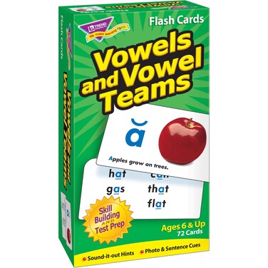 Trend Enterprises Vowels and Vowel Teams Skill Drill Flash Cards SoundItOut Hints Photo  Sentence Cues Great for Skill Building and Test Prep 72 Cards Included Ages 6 and Up
