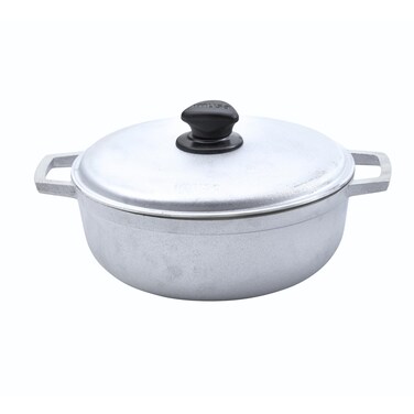 IMUSA 26 Quart Traditional Natural Made in Colombia Caldero with Lid for Cooking and Serving Silver
