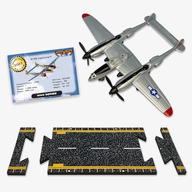Hot Wings Planes P38 Lightning with Connectible Runway Die Cast Plane Grey Die Cast Plane in Aviation Museums Nationwide