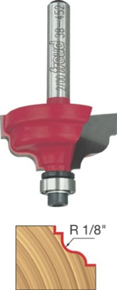 Freud 38452 114 Dia Double Fillet Ogee Bit with 14 Shank One Size Permashield Coating Red