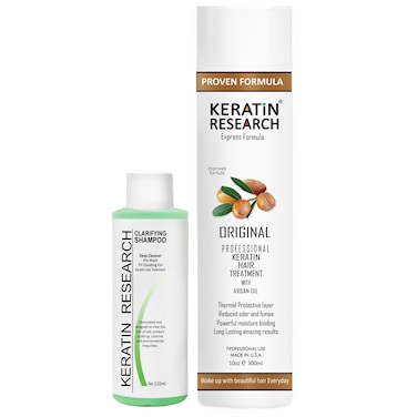 KERATIN RESEARCH Brazilian Keratin Hair Treatment Straightening Complex Blowout LONG Lasting Organic Natural Results with Argan Oil Keratina Brasilera 10oz4