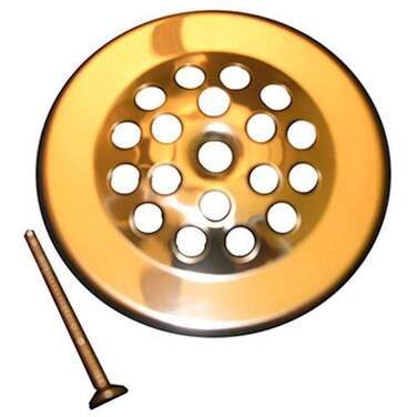 LASCO 031365 Bathtub Shoe Drain Cover with Screw Polished Brass Finish