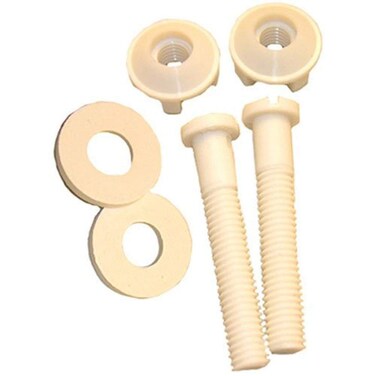 LASCO 141063 Toilet Seat Hinge 38Inch by 214Inch Plastic Bolts with Nuts and Washers 2Pack