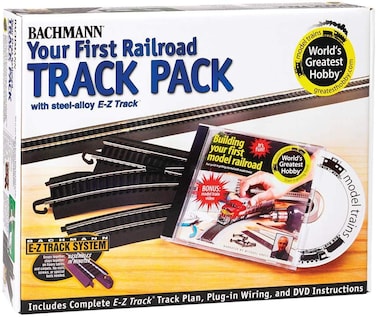 Bachmann Trains SnapFit EZ TRACK WORLDS GREATEST HOBBY TRACK PACK  Steel Alloy Rail With Black Roadbed  HO Scale  White Medium