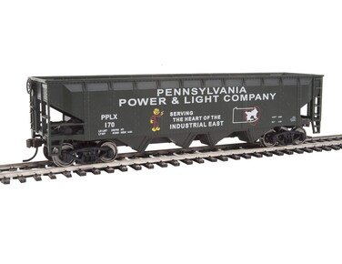 Walthers Trainline HO Scale Model Offset Quad Hopper  Ready to Run  Pennsylvania Power  Light Pplx 170