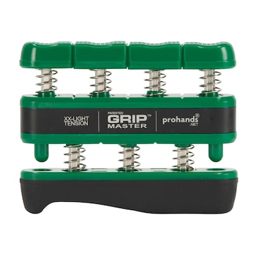 Prohands Gripmaster Hand Exerciser Finger Exerciser Hand Grip Strengthener SpringLoaded FingerPiston System Isolate and Exercise Each Finger 15 lb XXLight Tension GreenGripmaster