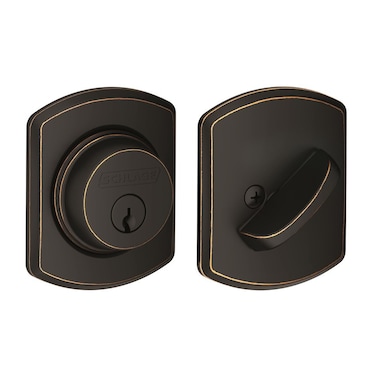 Schlage B60 N GRW 716 Deadbolt with Greenwich Trim Keyed 1 Side Highest Residential Security Aged Bronze