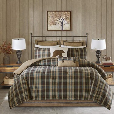 Woolrich Rustic Lodge Cabin Comforter Set  All Season Down Alternative Warm Bedding Layer and Matching Shams Oversized Twin Hadley Plaid Multi