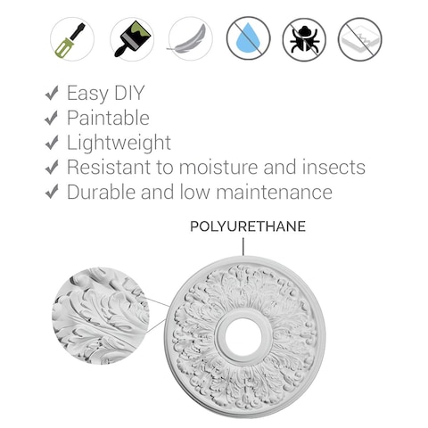 Ekena Millwork CM25CO Cole Ceiling Medallion 25 38OD x 3 38ID x 1 38P Factory Primed