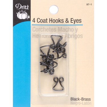 Dritz 9765 Coat Hook  Eye Closures NickelPlated Brass 4Count
