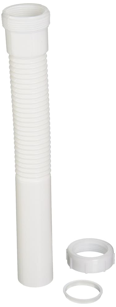 Danco 51069 Universal Flexible Tailpiece Extension 112 in Slip Joint Plastic 1112 in L 112 x 1112 White