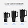 HydroJug Traveler  40 oz Water Bottle with Handle  Flip Straw  Fits in Cup Holder Leak Resistant TumblerReusable Insulated Stainless Steel  Rubber Base  Gifts for Women  Men Black
