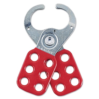 Master Lock 421 Lockout Tagout Hasp with VinylCoated Handle and Extended Jaw Red