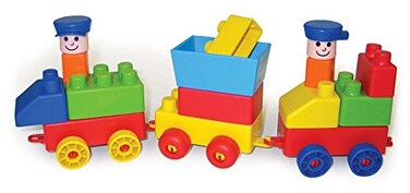 Edushape TrainThemed Soft Baby Blocks for Toddlers 13 30 Pieces  Easy Storage in PVC Bag  EduBlocks Soft Blocks Foam Blocks  Stacking Blocks Building Blocks for Daycares and Preschools