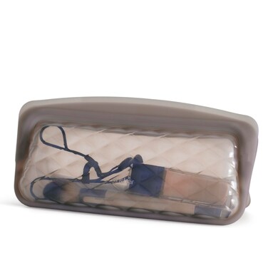 Stasher Premium Silicone Reusable Makeup Bag Taupe  Beauty  Travel Toiletry Bag Storage Bag Organizer  BPA Free Leakfree Eco Friendly 26 Oz