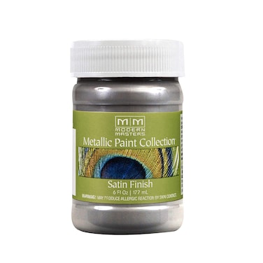 6 oz Modern Masters ME591 Platinum Metallic Paint Collection Satin WaterBased Decorative Metallic Paint