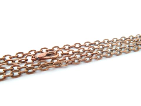 CleverDelights 3x4mm Cable Chain Necklaces  Antique Copper Color  10 Pack  24 Inch Length