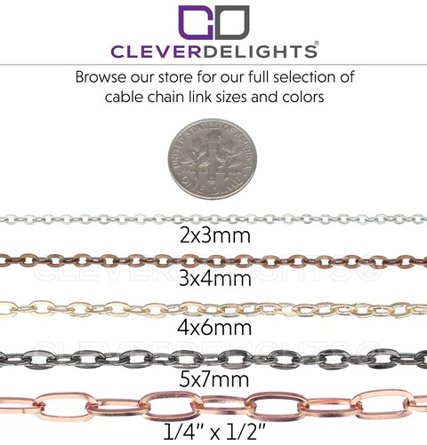 CleverDelights 3x4mm Cable Chain Necklaces  Antique Copper Color  10 Pack  24 Inch Length