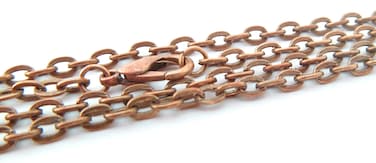 CleverDelights 3x4mm Cable Chain Necklaces  Antique Copper Color  10 Pack  24 Inch Length
