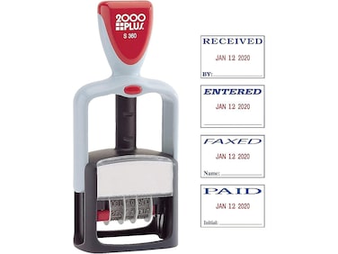 2000 Plus SelfInking Date and 4 Phrase Stamp BlueRed