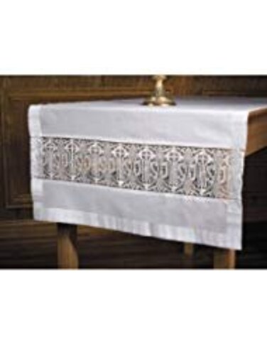 Christian Brands Latin Cross and IHS Lace Altar Runner