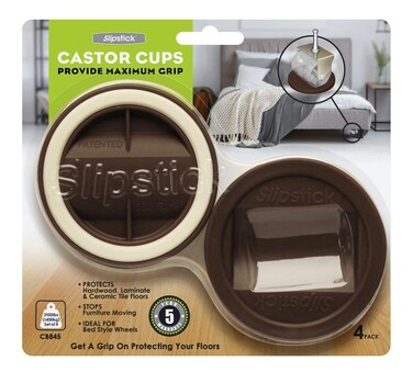 Slipstick CB845 314 Inch Bed Roller  Furniture Wheel Gripper Caster Cups Set of 4 Chocolate Brown ColorLarge