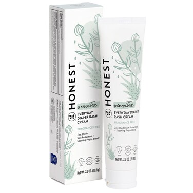 The Honest Company Hypoallergenic Diaper Rash Cream  Moisturizing  Calming Zinc Oxide Ointment  NEA Recognized Cruelty Free  25 oz