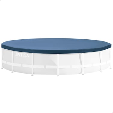 INTEX 28030E Pool Cover For 10ft Round Metal Frame Pools  Includes Rope Tie  Drain Holes  10in Overhang  Snug Fit