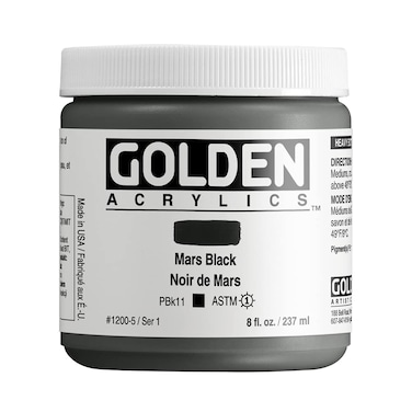 Heavy Body Acrylics by GOLDEN Mars Black 8 fl oz Jar Professional Acrylic Paint Opaque