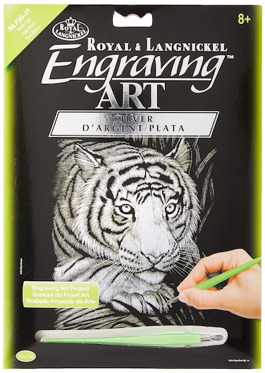 Royal Brush Silver Foil Engraving Art Kit 8X10 White Tiger