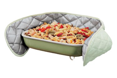 LAMINET 2 Pocket Heat Resistant Xtra Long Double Oven Mitt Pot Holder  Celery Green