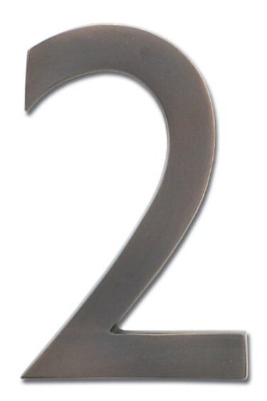Architectural Mailboxes 3582DC2 4 inch Solid Brass Floating House Number 2 Dark Aged Copper