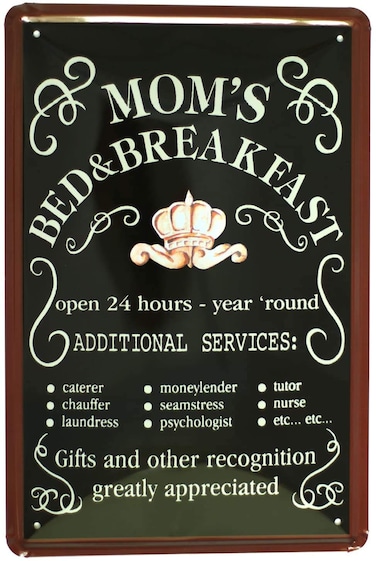 ARTCLUB MOMS BED BREAKFAST Open 24 Hours Metal Tin Sign Home Wall Decor