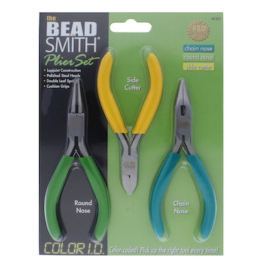 The Beadsmith ColorID Pliers  Color Coded Set  5 Inches 3 Piece Kit Chain Nose Round Nose  Side Cutter  Tools for Jewelry Making