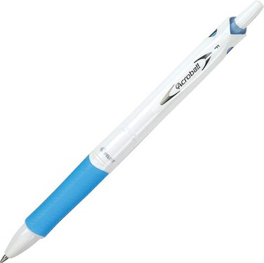 PILOT Acroball PureWhite Advanced Ink Refillable  Retractable Ball Point Pens with Blue Accents Fine Point Black Ink 12Pack 31850