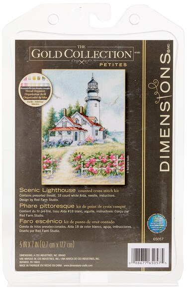 Dimensions Gold Collection Counted Cross Stitch Kit Scenic Lighthouse 18 Count White Aida 5 x 7
